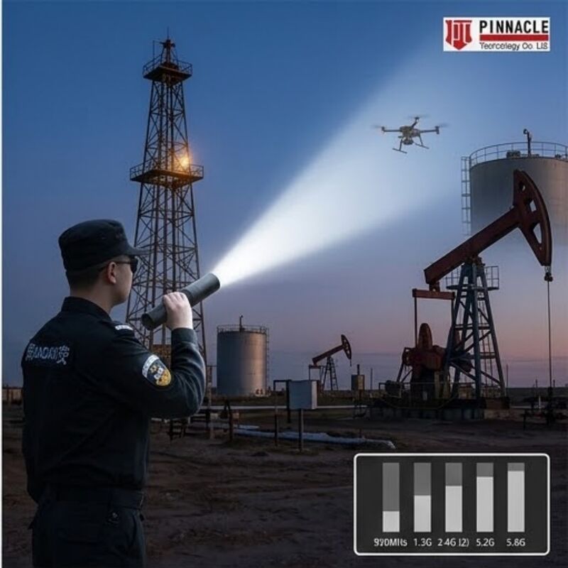 ช่วง 500 ม. IP65 กันน้ำ 1 กก. ไฟฉายน้ำหนักเบา Anti-Drone Jammer แบบพกพายุทธวิธี UAS Defense